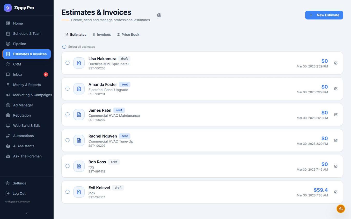 Estimates & Invoicing