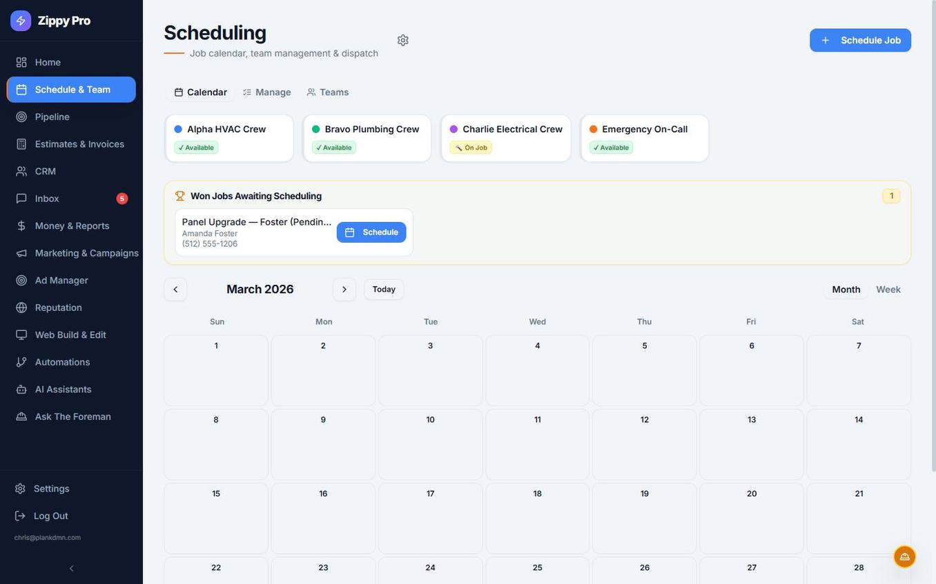 Scheduling Calendar